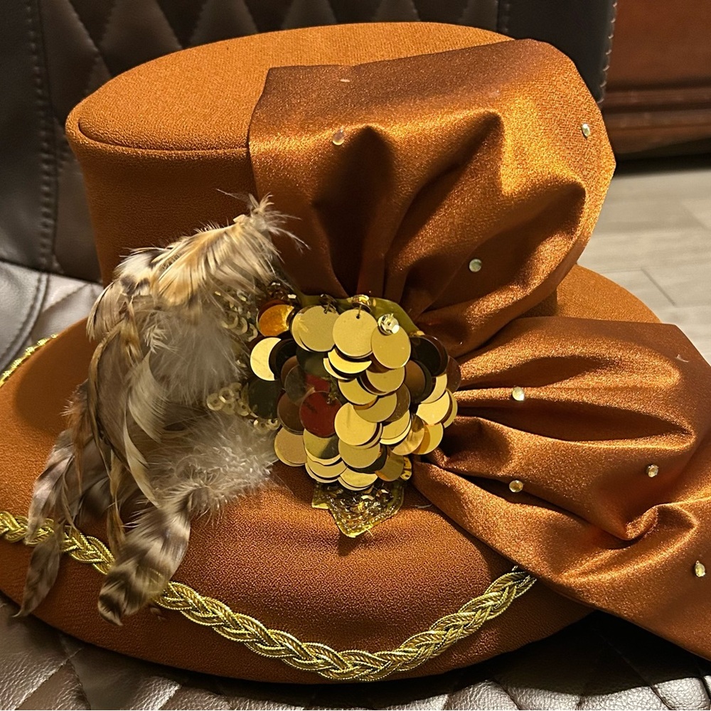 Elegant Brown Hat with Gold Accents